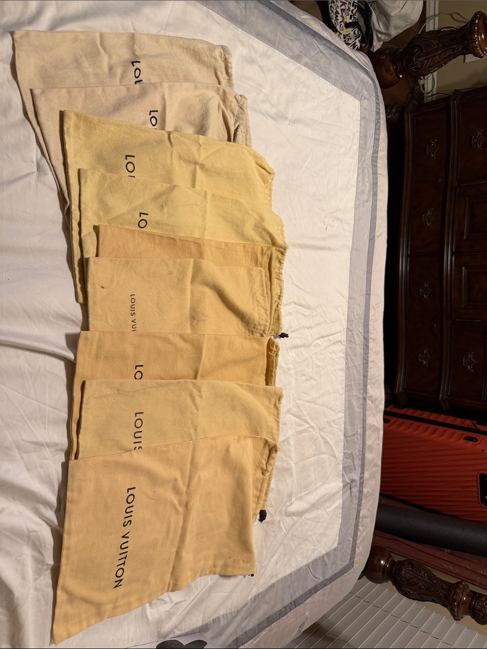 9 Louis Vuitton shoe dust bags bundle